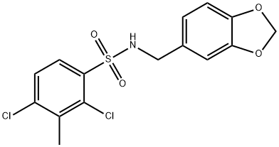 N-(1,3-benzodioxol-5-ylmethyl)-2,4-dichloro-3-methylbenzenesulfonamide 结构式