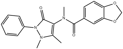 N-(1,5-dimethyl-3-oxo-2-phenyl-2,3-dihydro-1H-pyrazol-4-yl)-N-methyl-1,3-benzodioxole-5-carboxamide 结构式