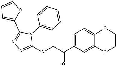 1-(2,3-dihydro-1,4-benzodioxin-6-yl)-2-{[5-(2-furyl)-4-phenyl-4H-1,2,4-triazol-3-yl]sulfanyl}ethanone 结构式