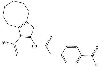 2-[({4-nitrophenyl}acetyl)amino]-4,5,6,7,8,9-hexahydrocycloocta[b]thiophene-3-carboxamide 结构式