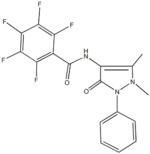 N-(1,5-dimethyl-3-oxo-2-phenyl-2,3-dihydro-1H-pyrazol-4-yl)-2,3,4,5,6-pentafluorobenzamide 结构式