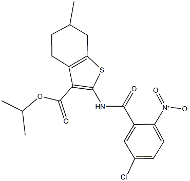 isopropyl 2-({5-chloro-2-nitrobenzoyl}amino)-6-methyl-4,5,6,7-tetrahydro-1-benzothiophene-3-carboxylate 结构式