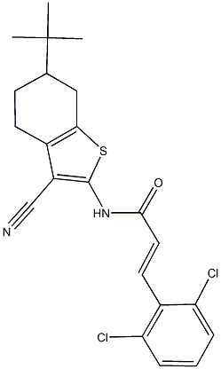 N-(6-tert-butyl-3-cyano-4,5,6,7-tetrahydro-1-benzothien-2-yl)-3-(2,6-dichlorophenyl)acrylamide 结构式