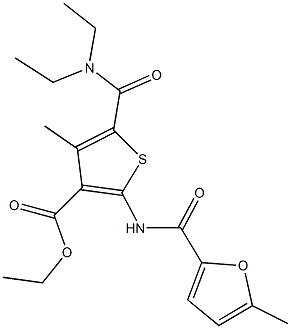 ethyl 5-[(diethylamino)carbonyl]-4-methyl-2-[(5-methyl-2-furoyl)amino]-3-thiophenecarboxylate 结构式