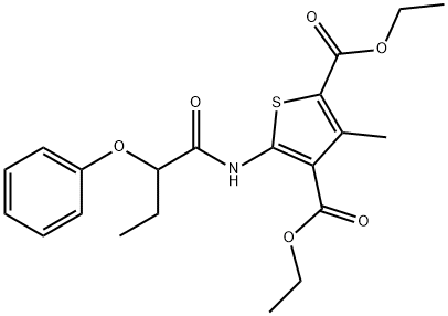 diethyl 3-methyl-5-[(2-phenoxybutanoyl)amino]-2,4-thiophenedicarboxylate 结构式