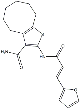 2-{[3-(2-furyl)acryloyl]amino}-4,5,6,7,8,9-hexahydrocycloocta[b]thiophene-3-carboxamide 结构式