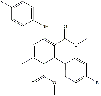 dimethyl 2-(4-bromophenyl)-6-methyl-4-(4-toluidino)-3,5-cyclohexadiene-1,3-dicarboxylate 结构式