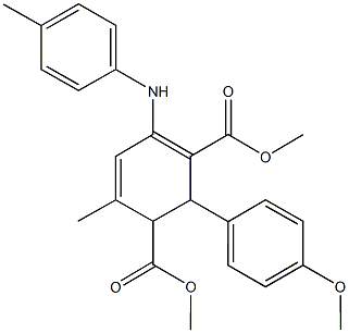 dimethyl 2-(4-methoxyphenyl)-6-methyl-4-(4-toluidino)-3,5-cyclohexadiene-1,3-dicarboxylate 结构式