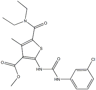 methyl 2-{[(3-chloroanilino)carbonyl]amino}-5-[(diethylamino)carbonyl]-4-methyl-3-thiophenecarboxylate 结构式