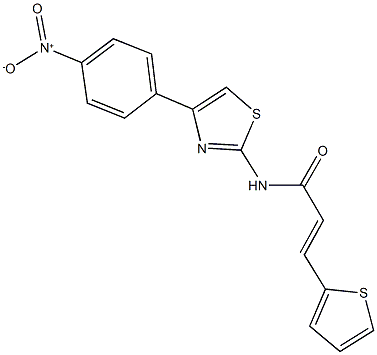 N-(4-{4-nitrophenyl}-1,3-thiazol-2-yl)-3-(2-thienyl)acrylamide 结构式