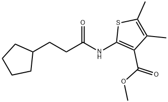 methyl 2-[(3-cyclopentylpropanoyl)amino]-4,5-dimethyl-3-thiophenecarboxylate 结构式