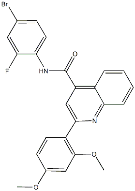 N-(4-bromo-2-fluorophenyl)-2-(2,4-dimethoxyphenyl)-4-quinolinecarboxamide 结构式