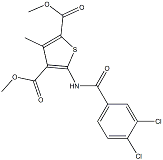 dimethyl 5-[(3,4-dichlorobenzoyl)amino]-3-methyl-2,4-thiophenedicarboxylate 结构式