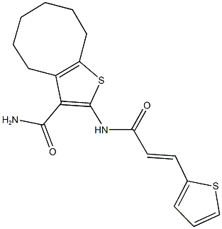 2-{[3-(2-thienyl)acryloyl]amino}-4,5,6,7,8,9-hexahydrocycloocta[b]thiophene-3-carboxamide 结构式
