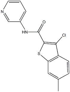3-chloro-6-methyl-N-(3-pyridinyl)-1-benzothiophene-2-carboxamide 结构式