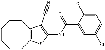 5-chloro-N-(3-cyano-4,5,6,7,8,9-hexahydrocycloocta[b]thien-2-yl)-2-methoxybenzamide 结构式
