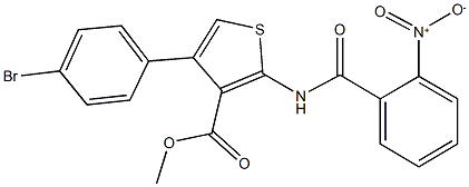 methyl 4-(4-bromophenyl)-2-({2-nitrobenzoyl}amino)-3-thiophenecarboxylate 结构式