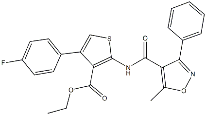 ethyl 4-(4-fluorophenyl)-2-{[(5-methyl-3-phenyl-4-isoxazolyl)carbonyl]amino}-3-thiophenecarboxylate 结构式