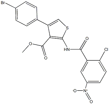 methyl 4-(4-bromophenyl)-2-({2-chloro-5-nitrobenzoyl}amino)-3-thiophenecarboxylate 结构式