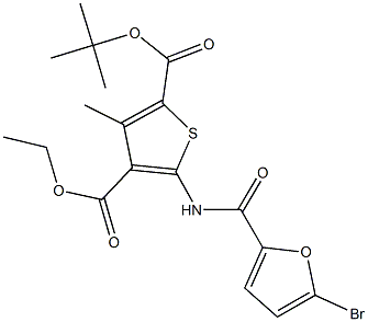2-tert-butyl 4-ethyl 5-[(5-bromo-2-furoyl)amino]-3-methyl-2,4-thiophenedicarboxylate 结构式