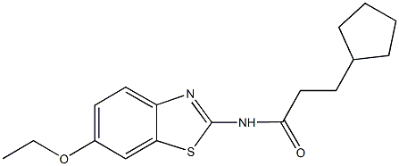 3-cyclopentyl-N-(6-ethoxy-1,3-benzothiazol-2-yl)propanamide 结构式