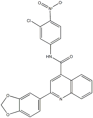 2-(1,3-benzodioxol-5-yl)-N-{3-chloro-4-nitrophenyl}-4-quinolinecarboxamide 结构式