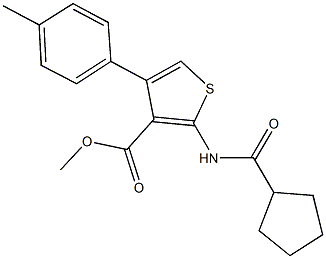methyl 2-[(cyclopentylcarbonyl)amino]-4-(4-methylphenyl)-3-thiophenecarboxylate 结构式