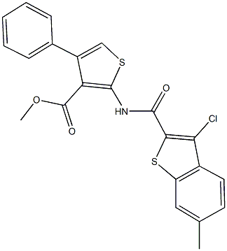 methyl 2-{[(3-chloro-6-methyl-1-benzothien-2-yl)carbonyl]amino}-4-phenyl-3-thiophenecarboxylate 结构式