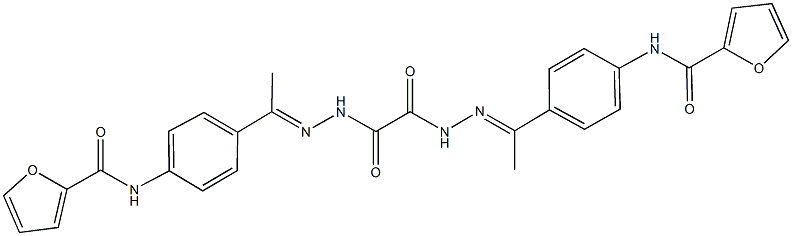 N-(4-{N-[(2-{1-[4-(2-furoylamino)phenyl]ethylidene}hydrazino)(oxo)acetyl]ethanehydrazonoyl}phenyl)-2-furamide 结构式