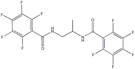 2,3,4,5,6-pentafluoro-N-{1-methyl-2-[(2,3,4,5,6-pentafluorobenzoyl)amino]ethyl}benzamide 结构式