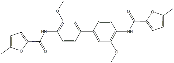 N-{3,3'-dimethoxy-4'-[(5-methyl-2-furoyl)amino][1,1'-biphenyl]-4-yl}-5-methyl-2-furamide 结构式