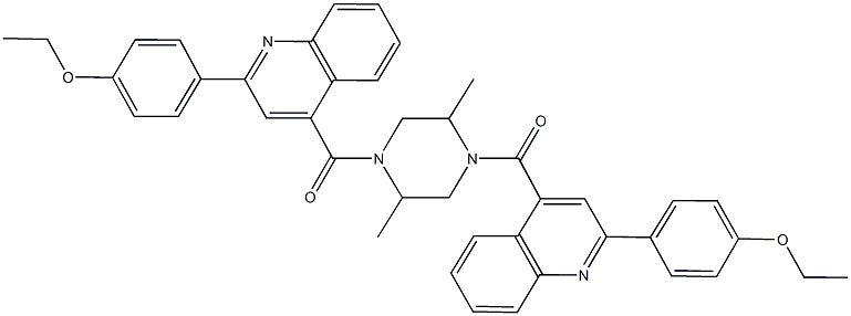 2-(4-ethoxyphenyl)-4-[(4-{[2-(4-ethoxyphenyl)-4-quinolinyl]carbonyl}-2,5-dimethyl-1-piperazinyl)carbonyl]quinoline 结构式