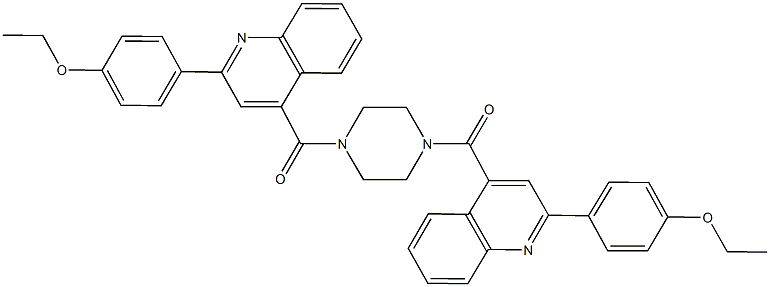 2-(4-ethoxyphenyl)-4-[(4-{[2-(4-ethoxyphenyl)-4-quinolinyl]carbonyl}-1-piperazinyl)carbonyl]quinoline 结构式