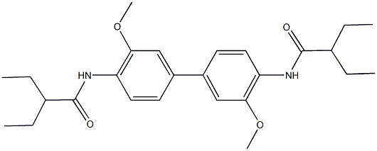 2-ethyl-N-{4'-[(2-ethylbutanoyl)amino]-3,3'-dimethoxy[1,1'-biphenyl]-4-yl}butanamide 结构式