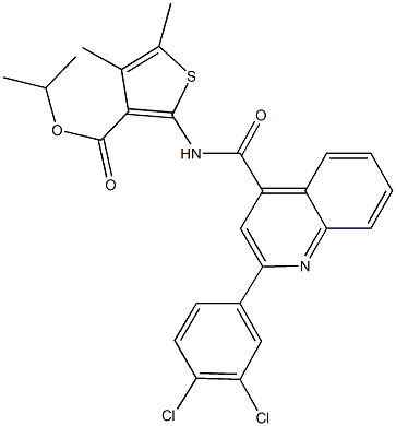 isopropyl 2-({[2-(3,4-dichlorophenyl)-4-quinolinyl]carbonyl}amino)-4,5-dimethyl-3-thiophenecarboxylate 结构式