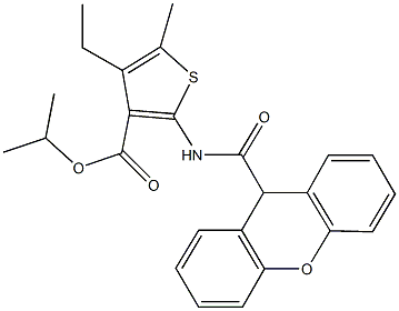 isopropyl 4-ethyl-5-methyl-2-[(9H-xanthen-9-ylcarbonyl)amino]-3-thiophenecarboxylate 结构式