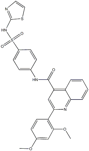 2-(2,4-dimethoxyphenyl)-N-{4-[(1,3-thiazol-2-ylamino)sulfonyl]phenyl}-4-quinolinecarboxamide 结构式