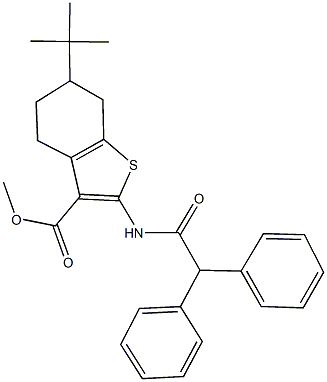 methyl 6-tert-butyl-2-[(diphenylacetyl)amino]-4,5,6,7-tetrahydro-1-benzothiophene-3-carboxylate 结构式