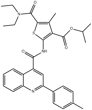 isopropyl 5-[(diethylamino)carbonyl]-4-methyl-2-({[2-(4-methylphenyl)-4-quinolinyl]carbonyl}amino)-3-thiophenecarboxylate 结构式