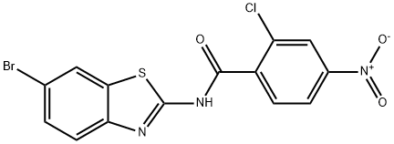 N-(6-bromo-1,3-benzothiazol-2-yl)-2-chloro-4-nitrobenzamide 结构式