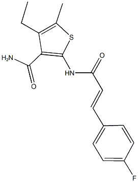 4-ethyl-2-{[3-(4-fluorophenyl)acryloyl]amino}-5-methyl-3-thiophenecarboxamide 结构式
