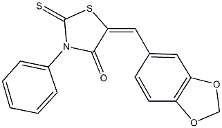 5-(1,3-benzodioxol-5-ylmethylene)-3-phenyl-2-thioxo-1,3-thiazolidin-4-one 结构式