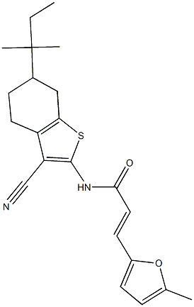 N-(3-cyano-6-tert-pentyl-4,5,6,7-tetrahydro-1-benzothien-2-yl)-3-(5-methyl-2-furyl)acrylamide 结构式