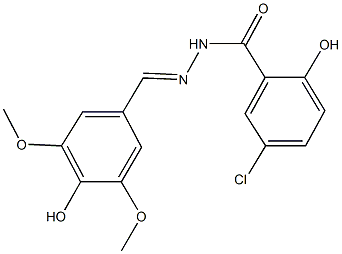 5-chloro-2-hydroxy-N'-(4-hydroxy-3,5-dimethoxybenzylidene)benzohydrazide 结构式