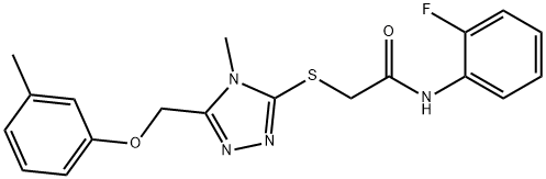 N-(2-fluorophenyl)-2-({4-methyl-5-[(3-methylphenoxy)methyl]-4H-1,2,4-triazol-3-yl}sulfanyl)acetamide 结构式