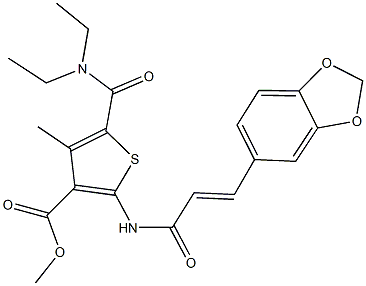 methyl 2-{[3-(1,3-benzodioxol-5-yl)acryloyl]amino}-5-[(diethylamino)carbonyl]-4-methyl-3-thiophenecarboxylate 结构式