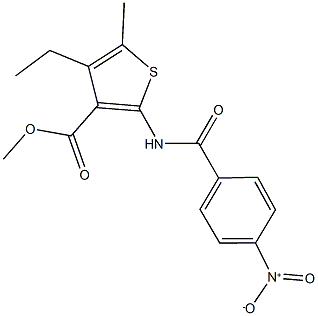 methyl 4-ethyl-2-({4-nitrobenzoyl}amino)-5-methyl-3-thiophenecarboxylate 结构式