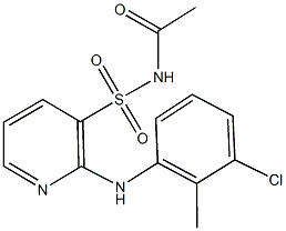 N-acetyl-2-(3-chloro-2-methylanilino)-3-pyridinesulfonamide 结构式