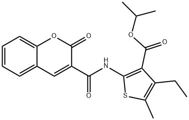 isopropyl 4-ethyl-5-methyl-2-{[(2-oxo-2H-chromen-3-yl)carbonyl]amino}-3-thiophenecarboxylate 结构式