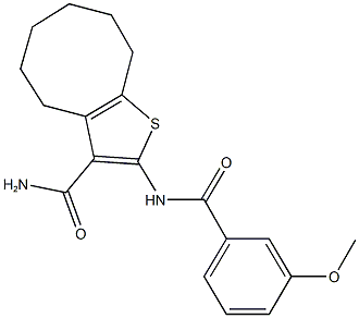 2-[(3-methoxybenzoyl)amino]-4,5,6,7,8,9-hexahydrocycloocta[b]thiophene-3-carboxamide 结构式